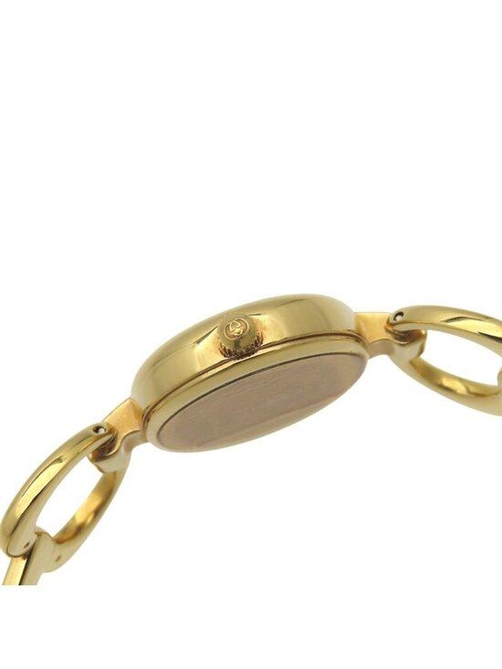 Gucci Quartz Watch Stainless Steel Black Gold Dial